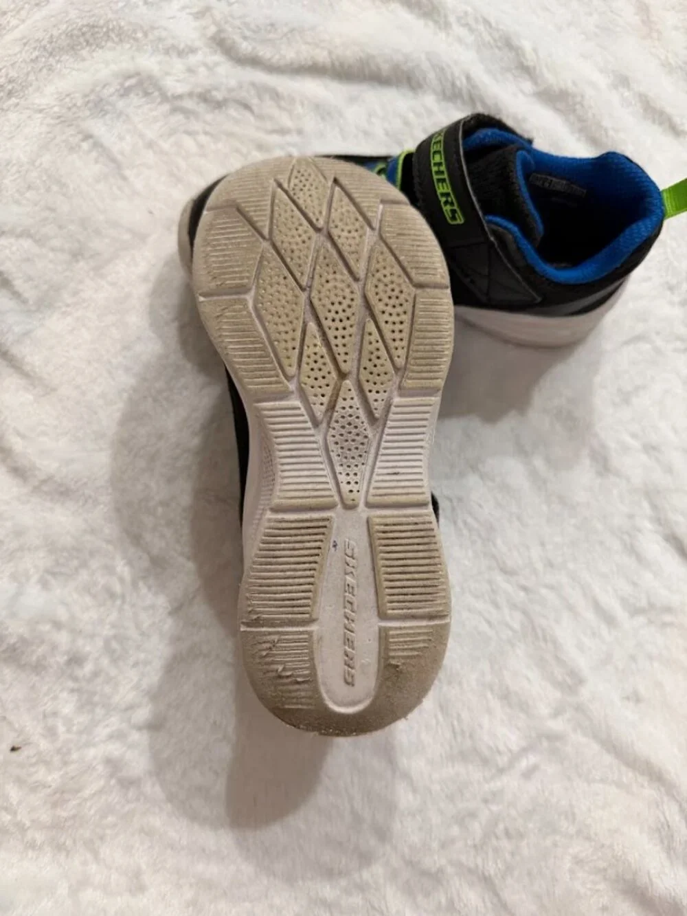 SKECHERS Kids Black Blue Green Sneakers Hook & Loop Athletic Shoes